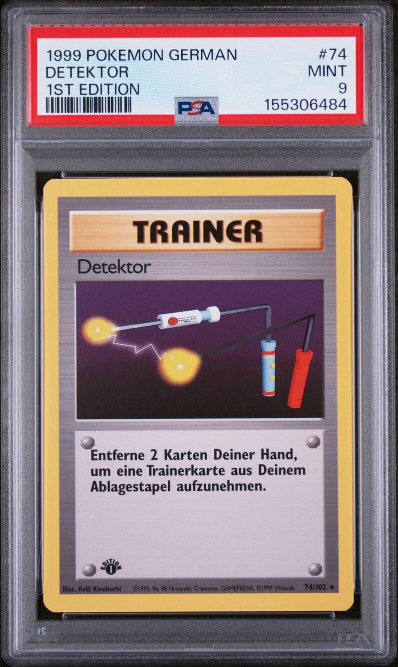 PSA 9 MINT Item Finder (Detektor) 1st Edition Pokémon 1999 German Base Set Card